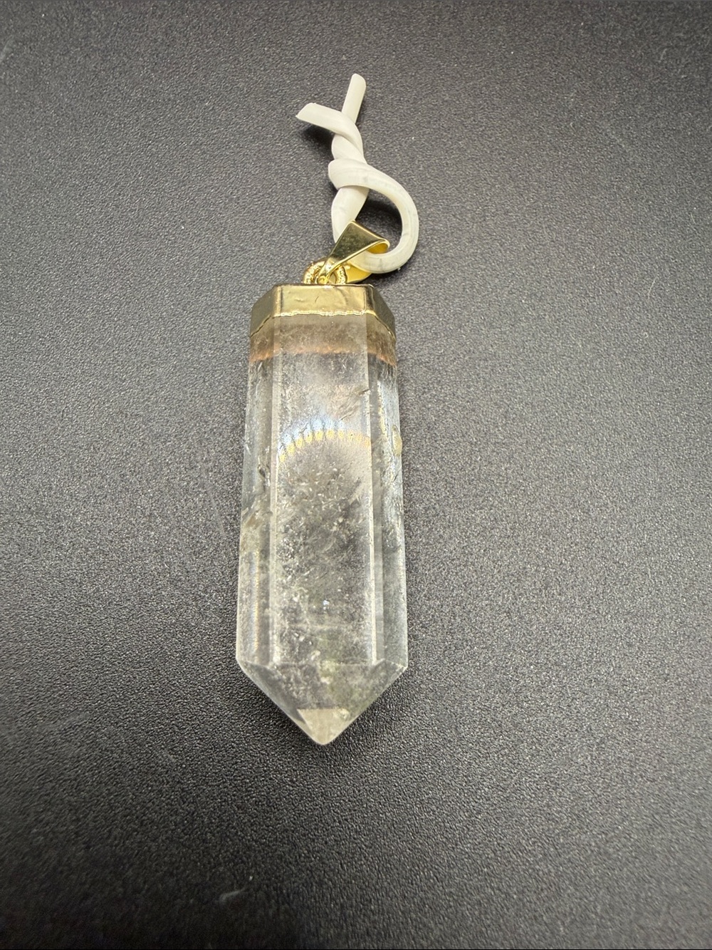 Clear Quartz Point Pendant with Goldtone cap